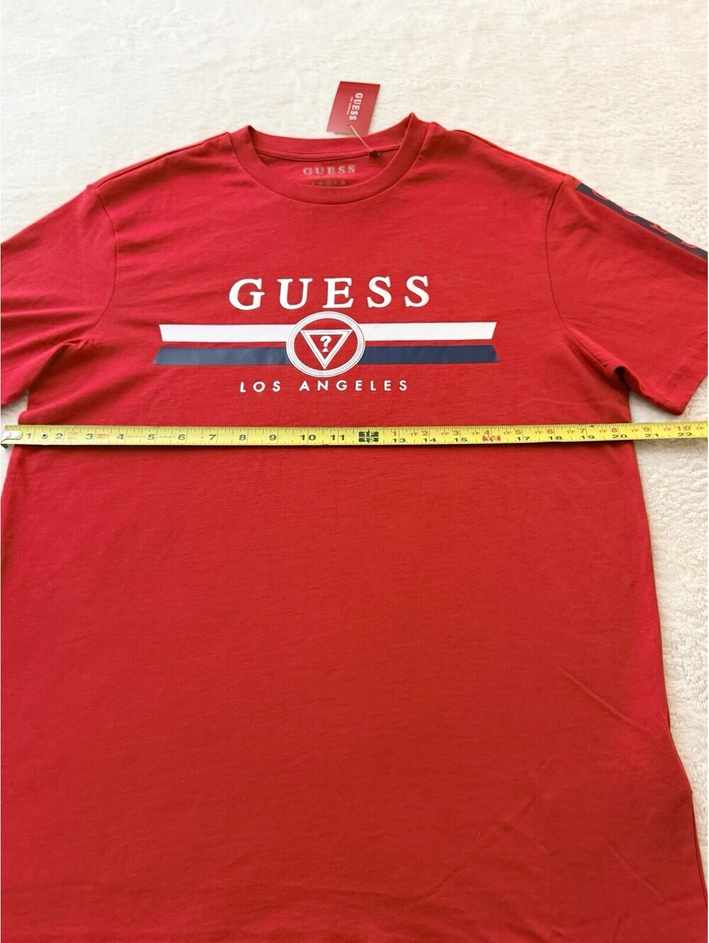 GUESS Men’s Logo T Shirt Red Graphic Tee Cotton Crew Neck Size L New - Picture 6 of 9